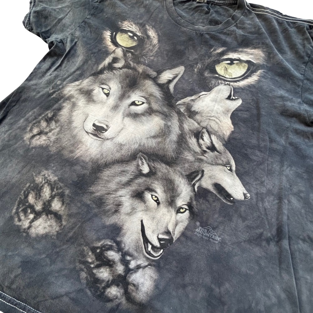 The Mountain Wolf Graphic T-Shirt Mens XL Black Tie Dye Nature Gorpcore